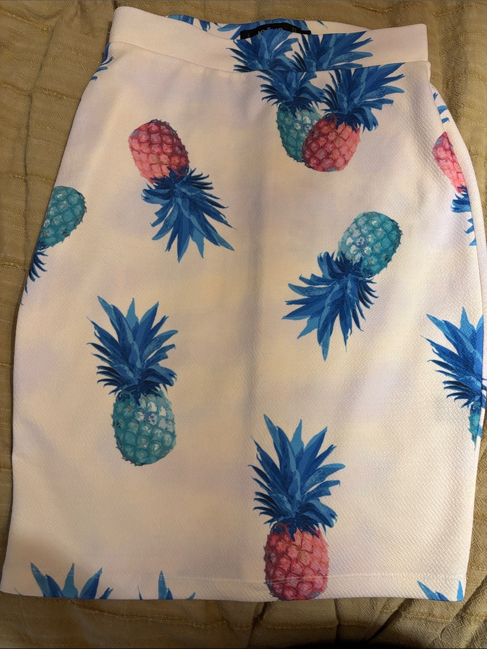 Icône White Pineapple-Print Pencil Skirt
